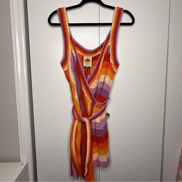 Farm Rio - Crochet Mini Dress NWT Medium (missing belt buckle) - Picture 3 of 11